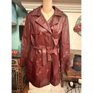 VINTAGE 70's-80's CANADIAN LEATHER TRENCH COAT